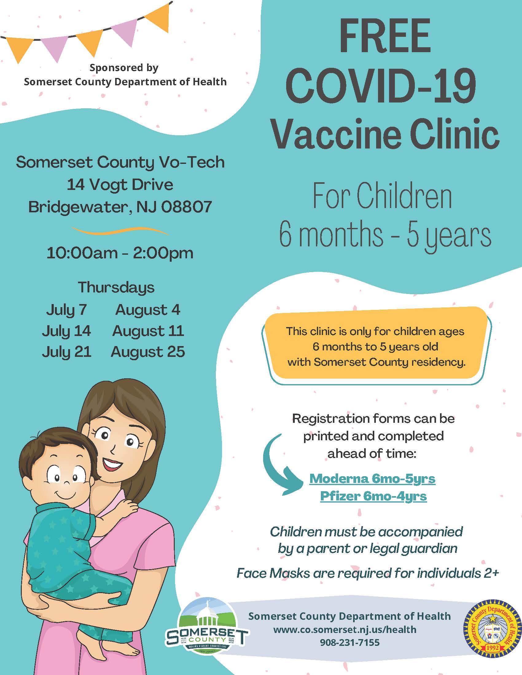 FREE COVID-19 Vaccination Clinic Children 6 months-5years