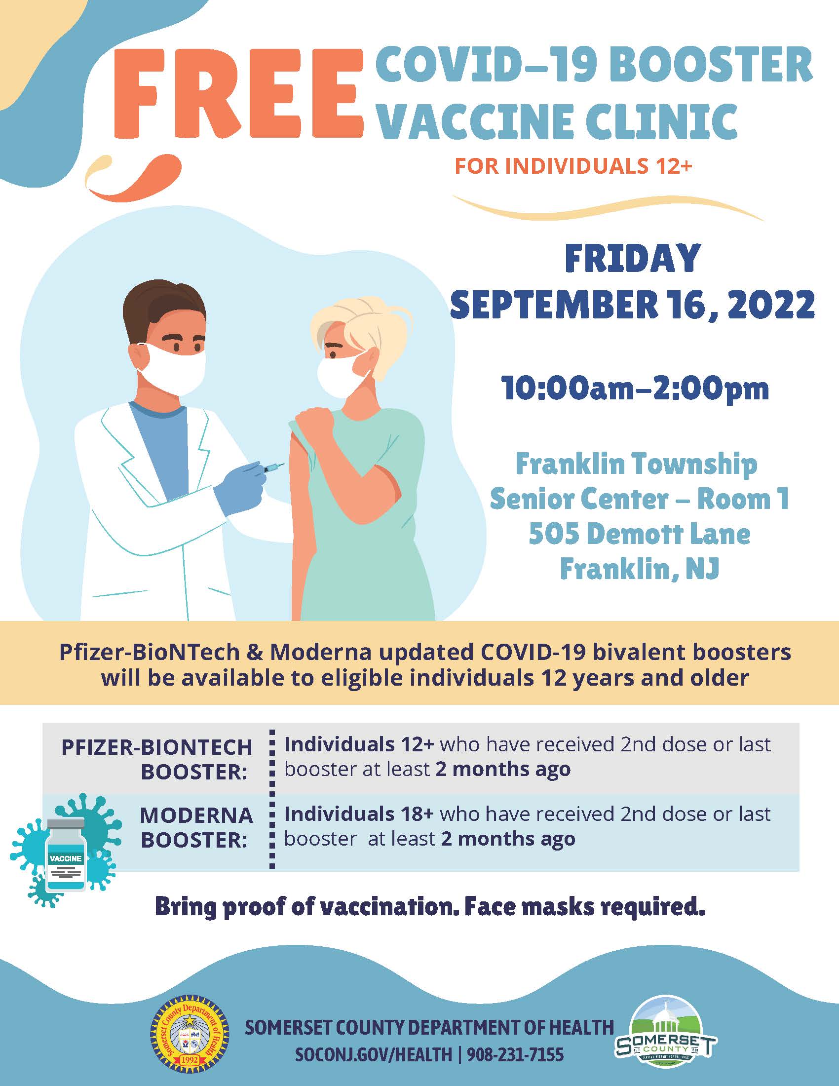 FREE COVID-19 Booster Vaccine Clinic Franklin 9-16-22