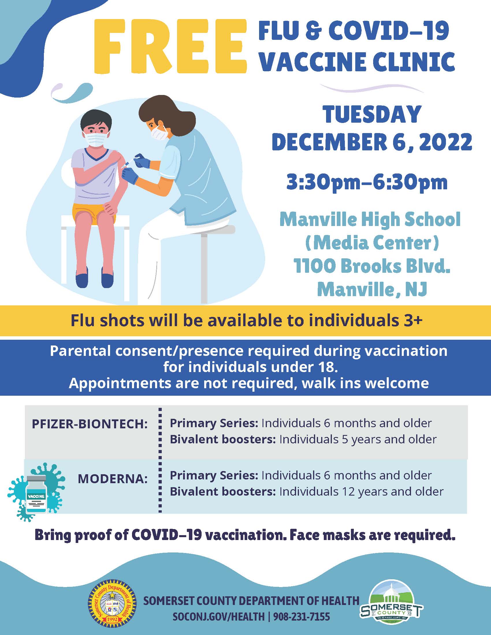 Manville High School Flu-COVID-19 Vaccine Clinic 12-6-22 - English