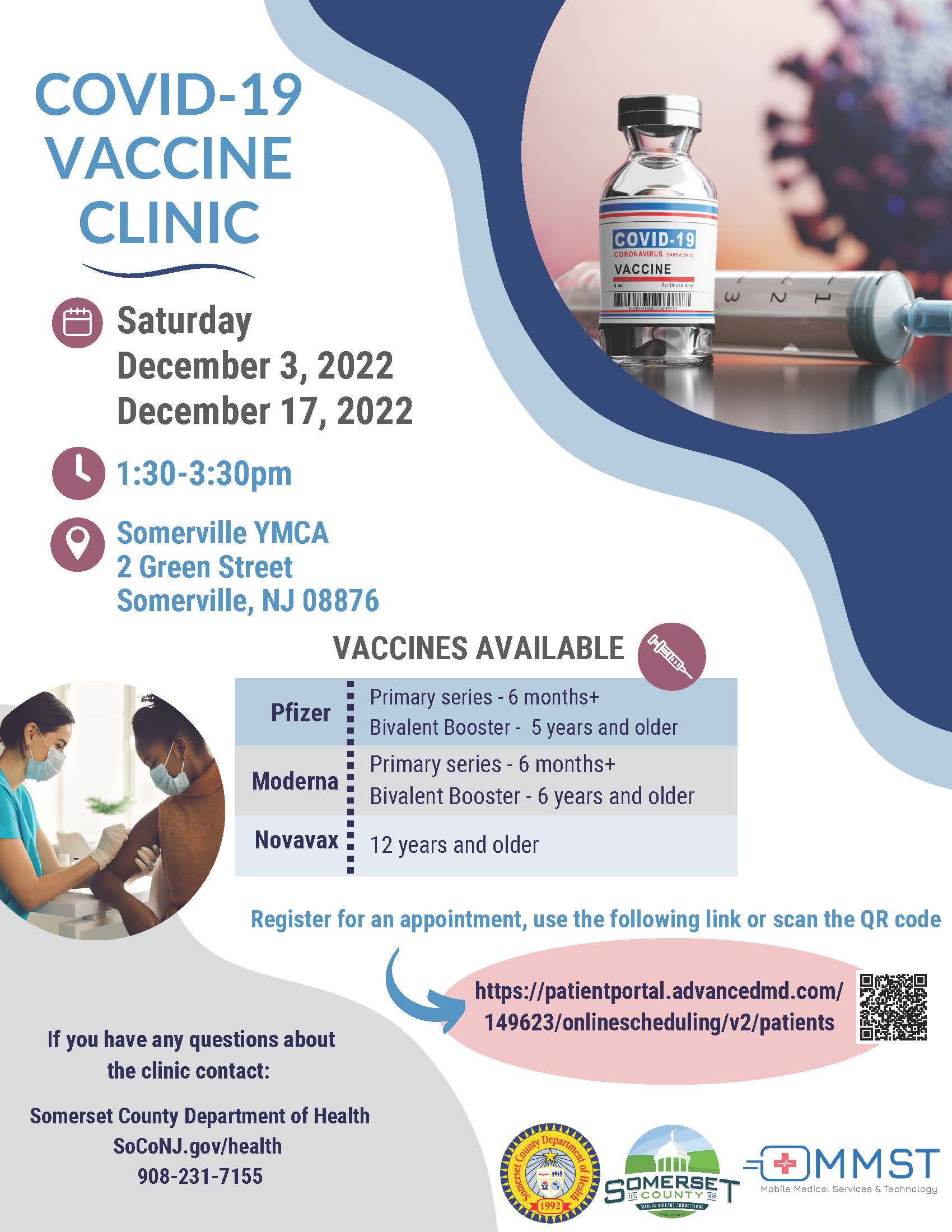 COVID-19 Vaccine Clinic - Somerville YMCA - December Dates