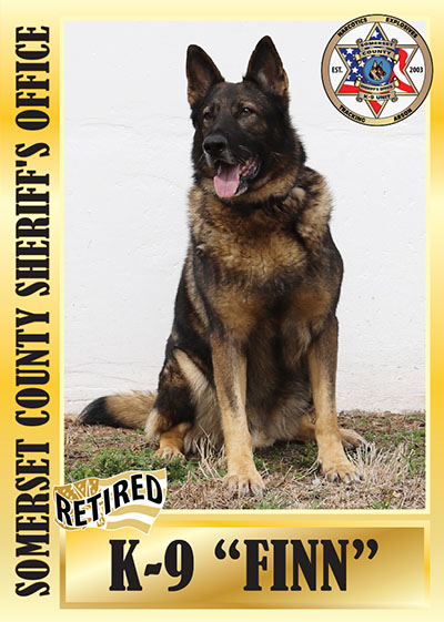 Retired K9 Finn baseball card