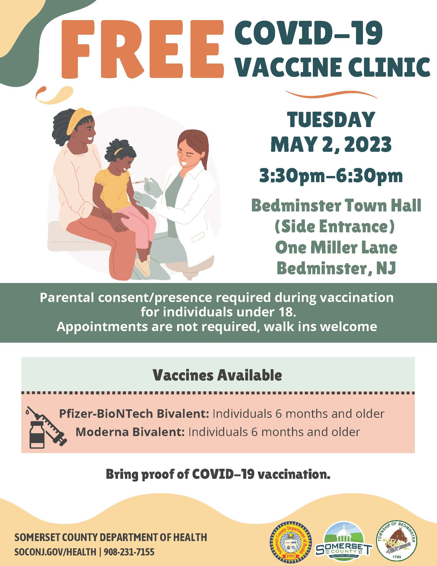 Bedminster SCDOH COVID Clinic Flyer Final 5-2-23