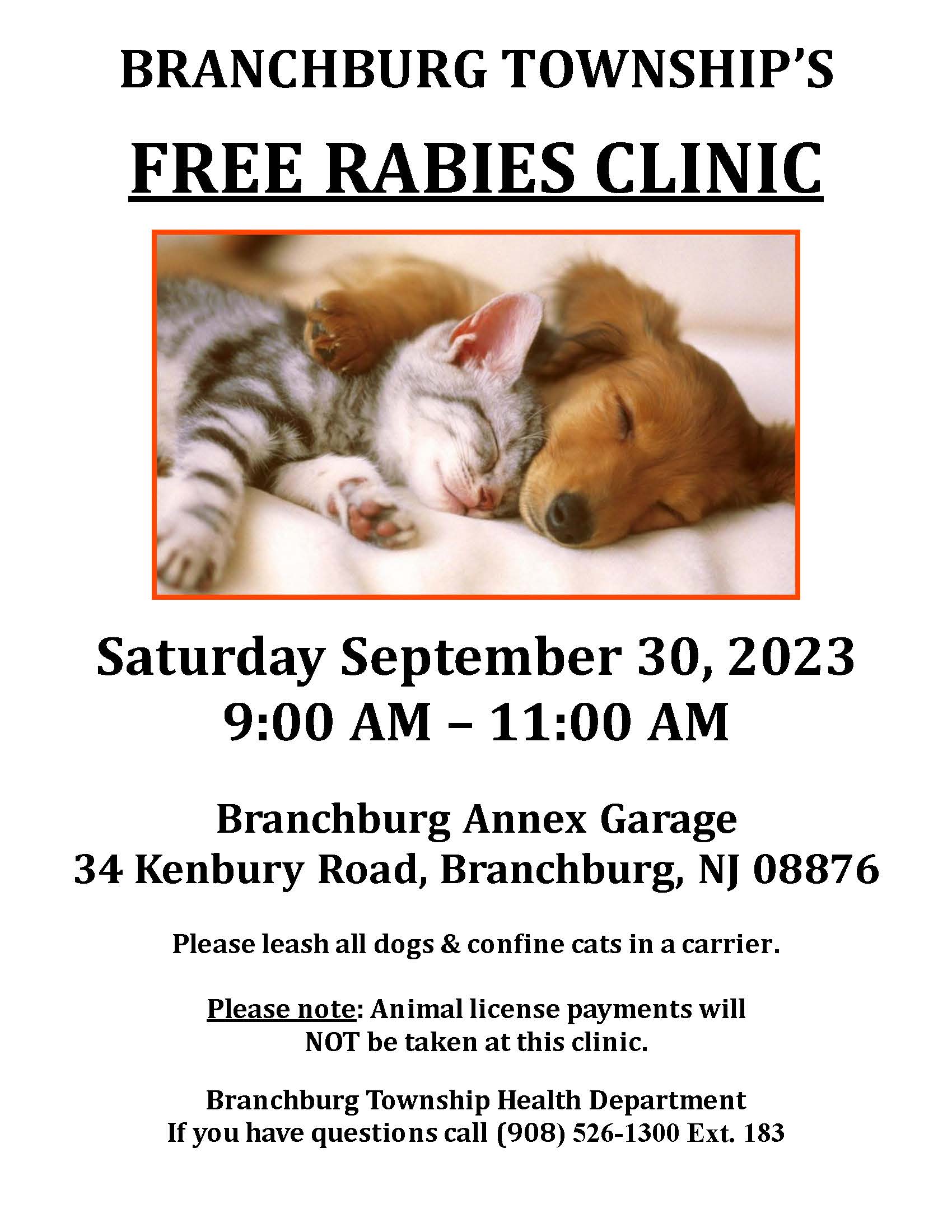 RABIES CLINIC FLYER - Branchburg Township 9-30-2023