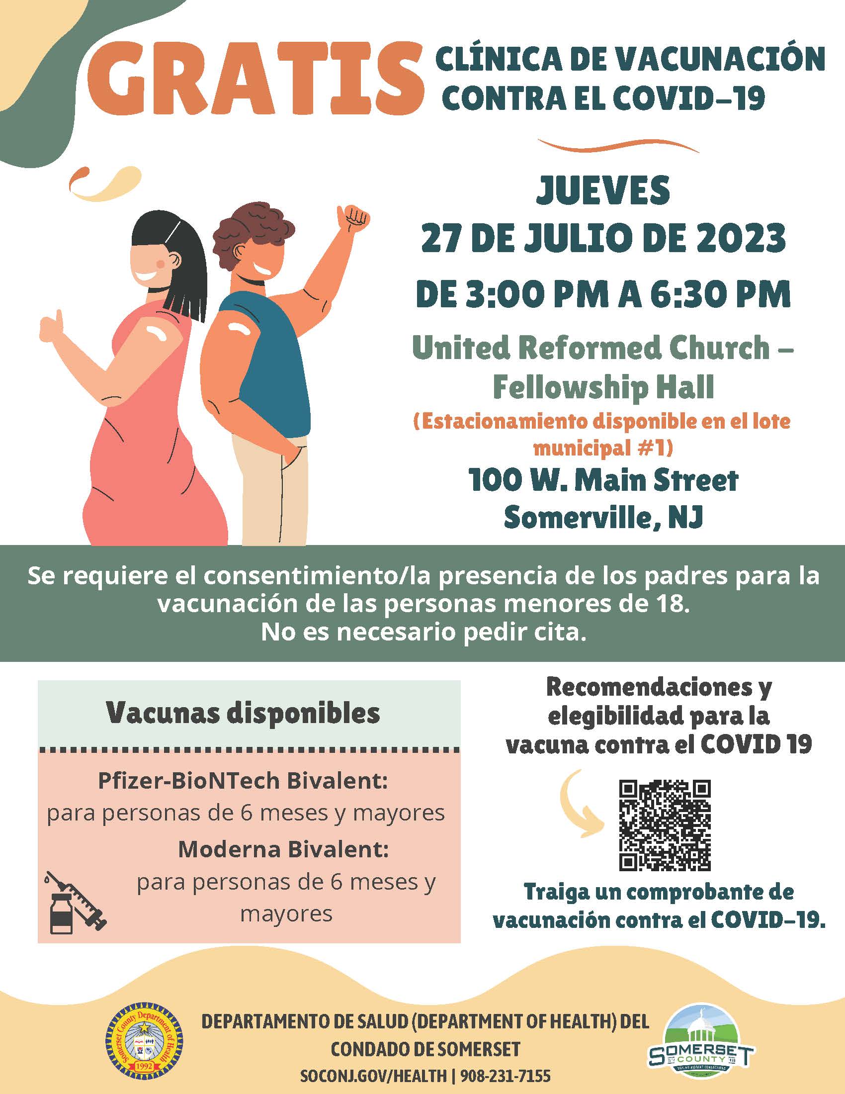 SPANISH COVID Vaccine Clinic - United Reformed Church - July 27 2023