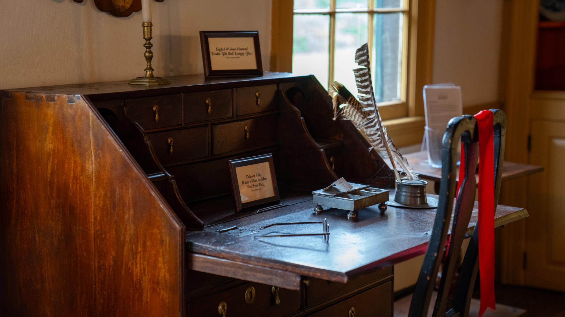 Historical writing desk in the Jacobus Vanderveer House.