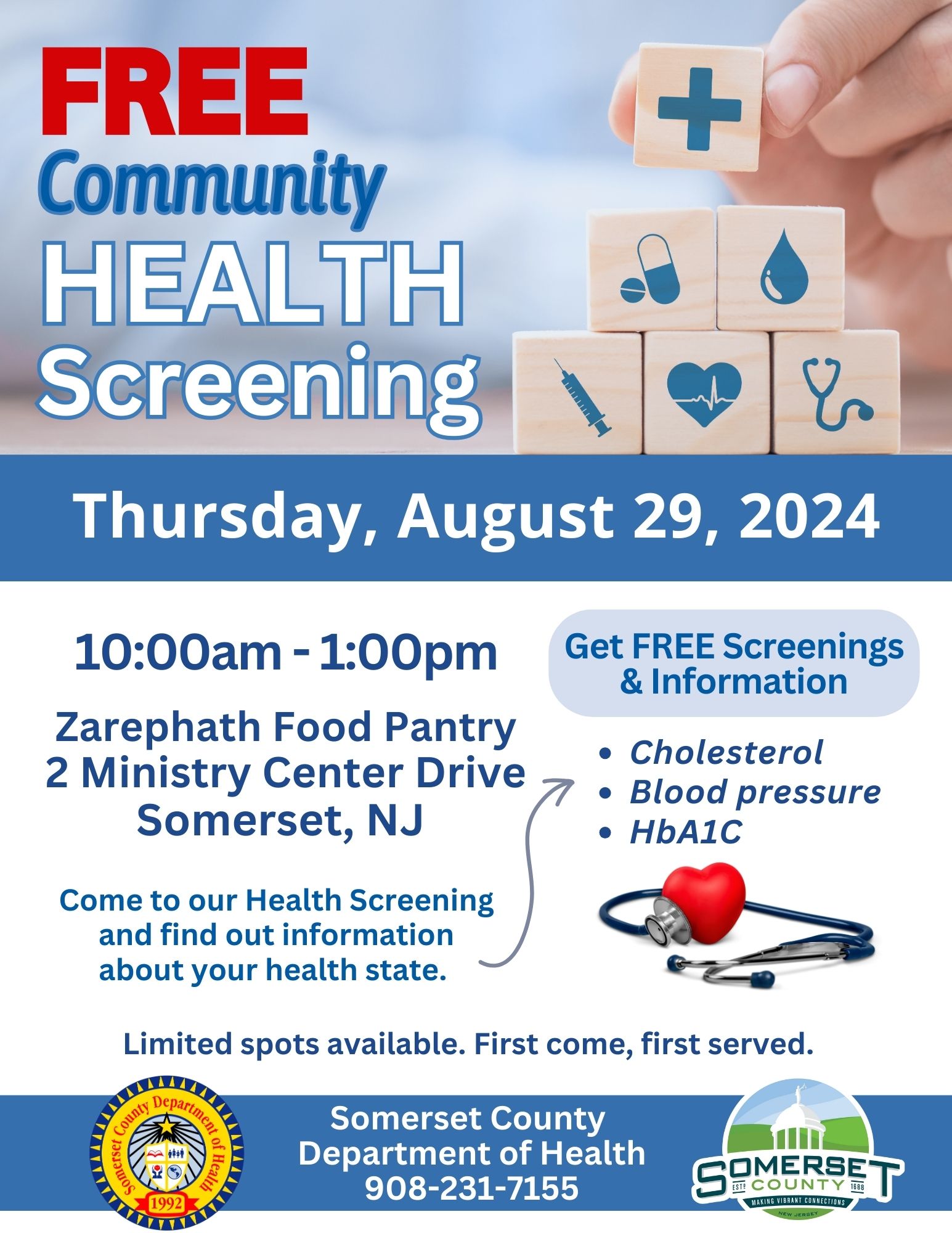 Zarephath Food Pantry Health Screening 8-29-24