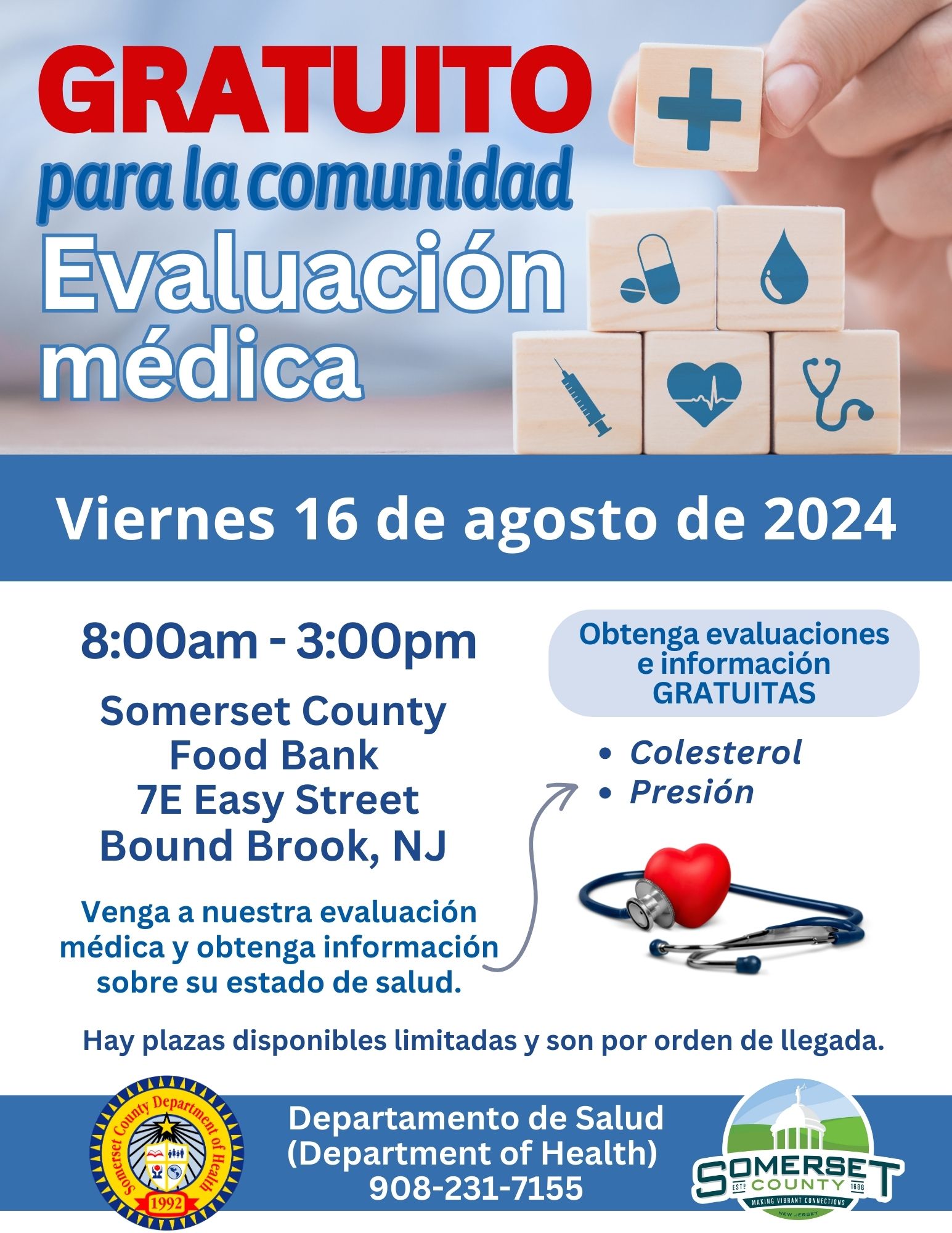 Somerset County Food Bank Health Screening 8-16-24 Spanish