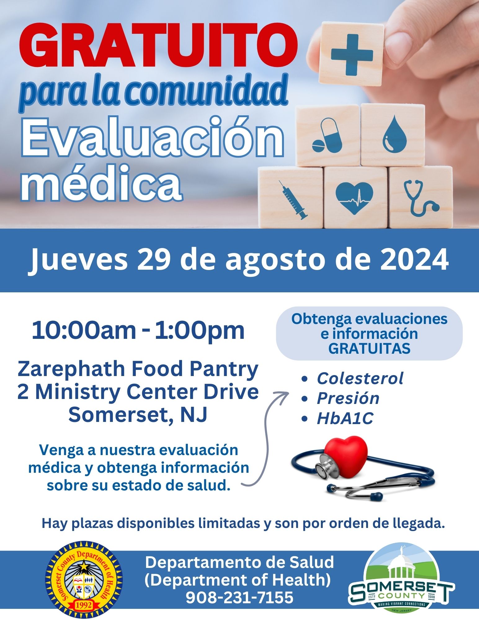 Zarephath Health Screening Flyer 8-29-24 Spanish