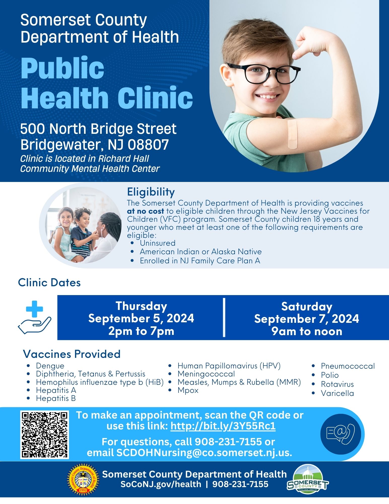 SCDOH Public Health Clinic Flyer - September Dates