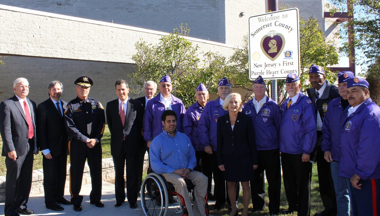 Purple Heart County Sign - Veterans Plaza